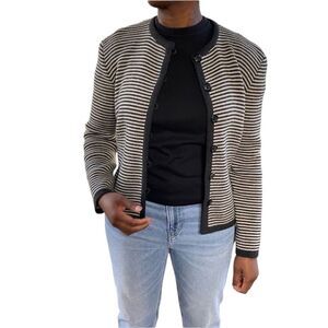 Akris Black and White Striped Cardigan